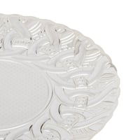 صحن تقديم معدن مدور فضي