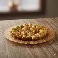 صحن تقديم حلويات زجاج تركي مدور مقاس 32 سم