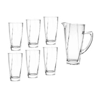 طقم جك وكاسات زجاج شفاف 7 قطعة