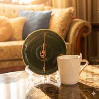 طقم قهوة تركي بورسلان ابيض وزيتي وذهبي اوتانتيك 6...