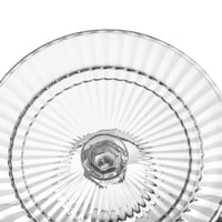 صحن كيك مدور بقاعدة وغطاء زجاج مخطط مقاس 20 سم