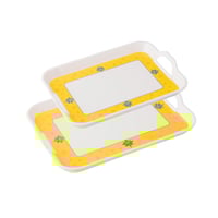 طقم صواني ميلامين مستطيل 2 قطعة ابيض واصفر