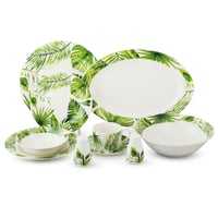 طقم عشاء بورسلان فاخر 40 قطعة اوراق الشجر اخضر 6 ا...