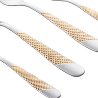 طقم ملاعق خدمة استل وذهبي 24 قطعة مع استاند