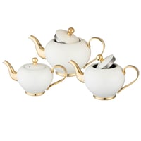 طقم براريد شاي معدن السيف ابيض وذهبي 3 قطع