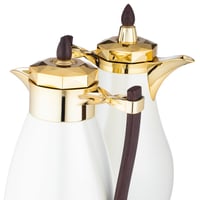 طقم ترامس الدانة ابيض وذهبي بيد خشبي 2 قطعة بتصميم...