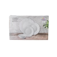 طقم عشاء اركوبال ابيض ناصع وردة 24 قطعة 6 اشخاص