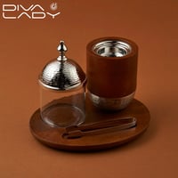 مبخرة ديفاليدي خشب ومعدن فضي 4 قطعة