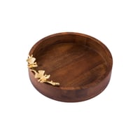 صحن حلا خشب هندي بديكور فراشات ذهبي