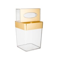 سلة وعلبة مناديل مربعة اكرليك شفاف وذهبي