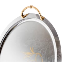 طقم صواني استيل بيضاوي 3 قطعة نيكل وذهبي