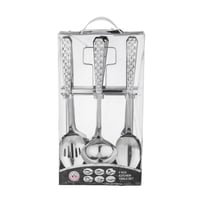 طقم ملاعق طبخ معدن فضي مع استاند 7 قطعة