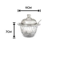 سكرية زجاج مخطط مع غطاء معدن فضي