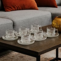 طقم فناجين شاي زجاج مزخرف 12 قطعة 6 اشخاص ( 150 مل...