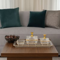 طقم تمريات مع صحن نوى وصحن تقديم اكريلك منقوش مع ذ...