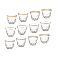 فناجين قهوة سعودي زجاج محجر ذهبي 12 قطعة