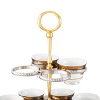 شيالة فناجين قهوة معدن فضي وذهبي 12 خانة