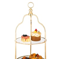استاند تقديم الحلويات معدن ذهبي بقاعدة زجاج شفاف 2...