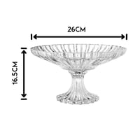 صحن تقديم الفواكه والحلويات زجاج مخطط بقاعدة