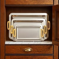 طقم صواني السيف نيكل وذهبي مستطيل 3 قطعة