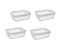 حافظات طعام زجاج مخطط بغطاء 1030 مل 4 قطعة