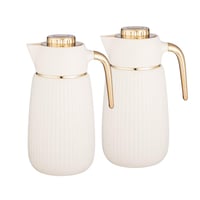 طقم ترامس لالوزا لؤلؤي مخطط وذهبي 2 قطعة داخل زجاج...