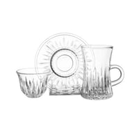 طقم فناجين شاي وقهوة زجاج مخطط 36 قطعة