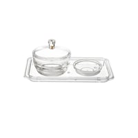 طقم تمريات مع صحن نوى و صحن تقديم اكريلك شفاف