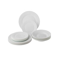 طقم عشاء اركوبال ابيض فاخر مخطط مدور 18 قطعة 6 اشخ...