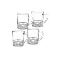 طقم اكواب شاي زجاج بقاعدة محجرة 240 مل 4 قطعة