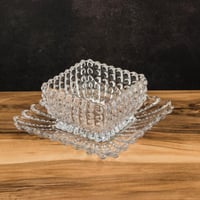 طقم زبادي مع صحن للحلا والمكسرات زجاج مزخرف 12 قطع...