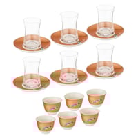 طقم فناجين شاي وقهوة 18 قطعة رسومات كلاسيكية