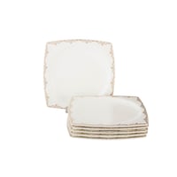 طقم صحون للحلا والفواكه والفطور 6 قطعة بورسلان مرب...