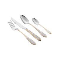 طقم ملاعق وشوك خدمة استيل وذهبي مثلج 24 قطعة مع اس...