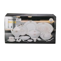 طقم عشاء بورسلان صيني فاخر بنقشات ناعمة 70 قطعة 6...