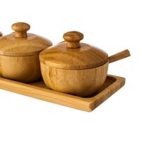 طقم بهارات مع ملاعق خشبي مقاس 25*9