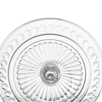 صحن كيك مدور بقاعدة وغطاء زجاج مخطط مقاس 20 سم