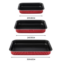 طقم صواني فرن معدن نيوفلون مستطيل بطبقة عازلة للإل...