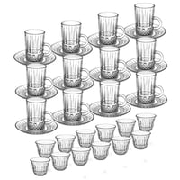 طقم فناجين شاي وقهوة زجاج محجر 36 قطعة 12 شخص