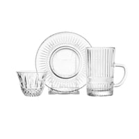 طقم شاي وقهوة عربي 18 قطعة زجاج 130 مل مخطط ( 6 اش...