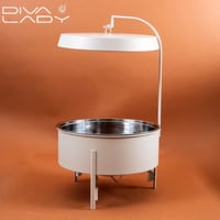 سخان طعام معدن ابيض فاخر مدور 4 لتر مع حامل علاقي...