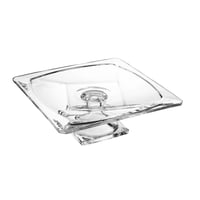 صحن تقديم الحلويات والفواكه زجاج مربع بقاعدة مقاس...