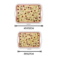 طقم صواني ميلامين مستطيل 2 قطعة ورد جوري