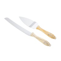 جاروف مع سكين لتقطيع الكيك فضي