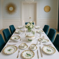 طقم سفرة بورسلان فاخر 107 قطعة نقشة طاووس 12 شخص