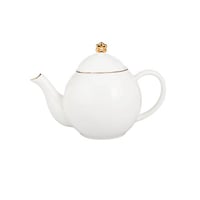 براد شاي وحليب بورسلان ابيض سادة وذهبي 1.3 لتر