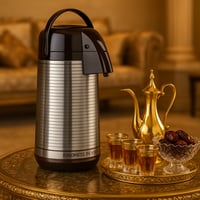 حافظة شاي وقهوة ضغط استيل لون بني من الداخل زجاج س...