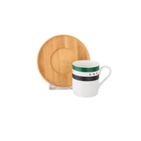 طقم فناجين قهوة تركي بديكور العلم السوري 6 اشخاص ب...