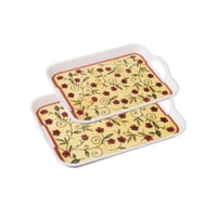 طقم صواني ميلامين مستطيل 2 قطعة ورد جوري