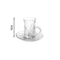 طقم شاي وقهوة زجاج محفور بتصميم انيق ومميز 6 اشخاص...